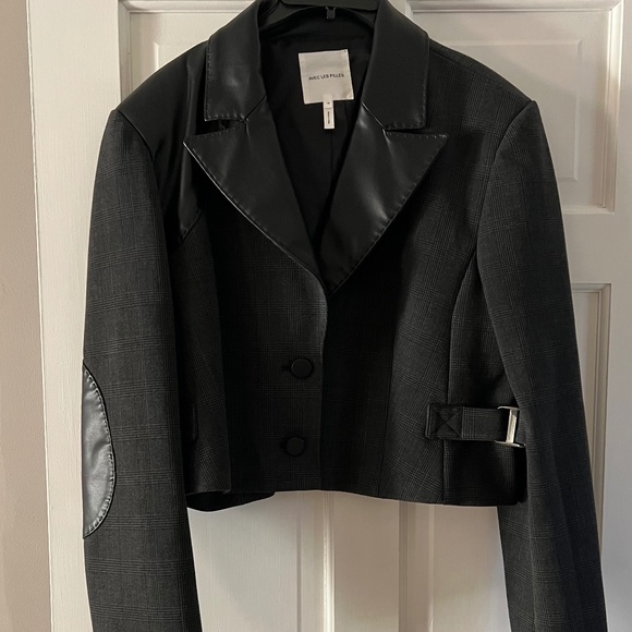 Avec Les Filles Women's Faux-Leather-Trim Cropped Jacket, BLACK, SIZE 14 NWT - Picture 12 of 15